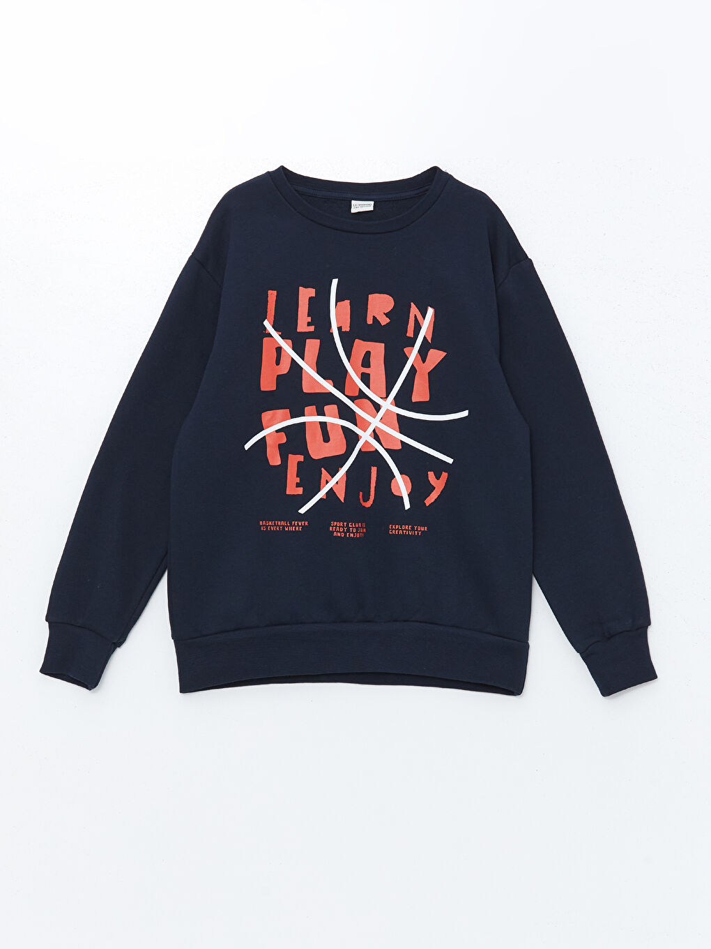 LCW Kids Lacivert Bisiklet Yaka Erkek Çocuk Kalın Sweatshirt