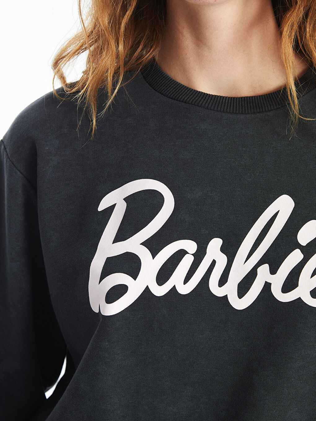 XSIDE Antrasit Bisiklet Yaka Barbie Baskılı Kadın Sweatshirt - 2