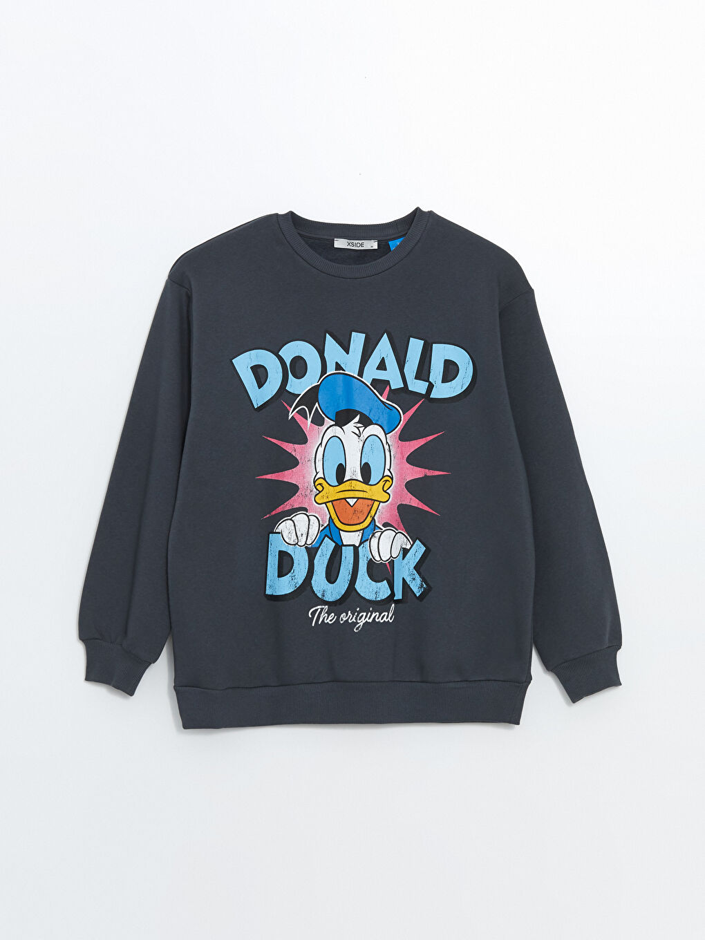 XSIDE Antrasit Bisiklet Yaka Donald Duck Baskılı Kadın Kalın Sweatshirt - 4