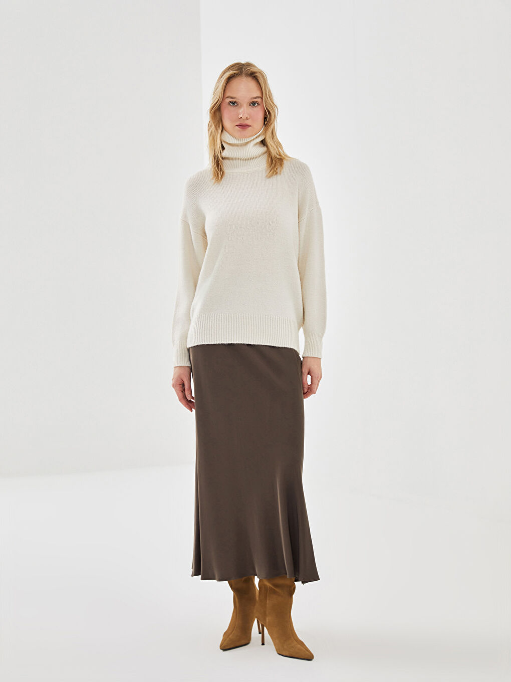 Turtleneck Women's Knitwear Sweater -W4IE49Z8-FEW