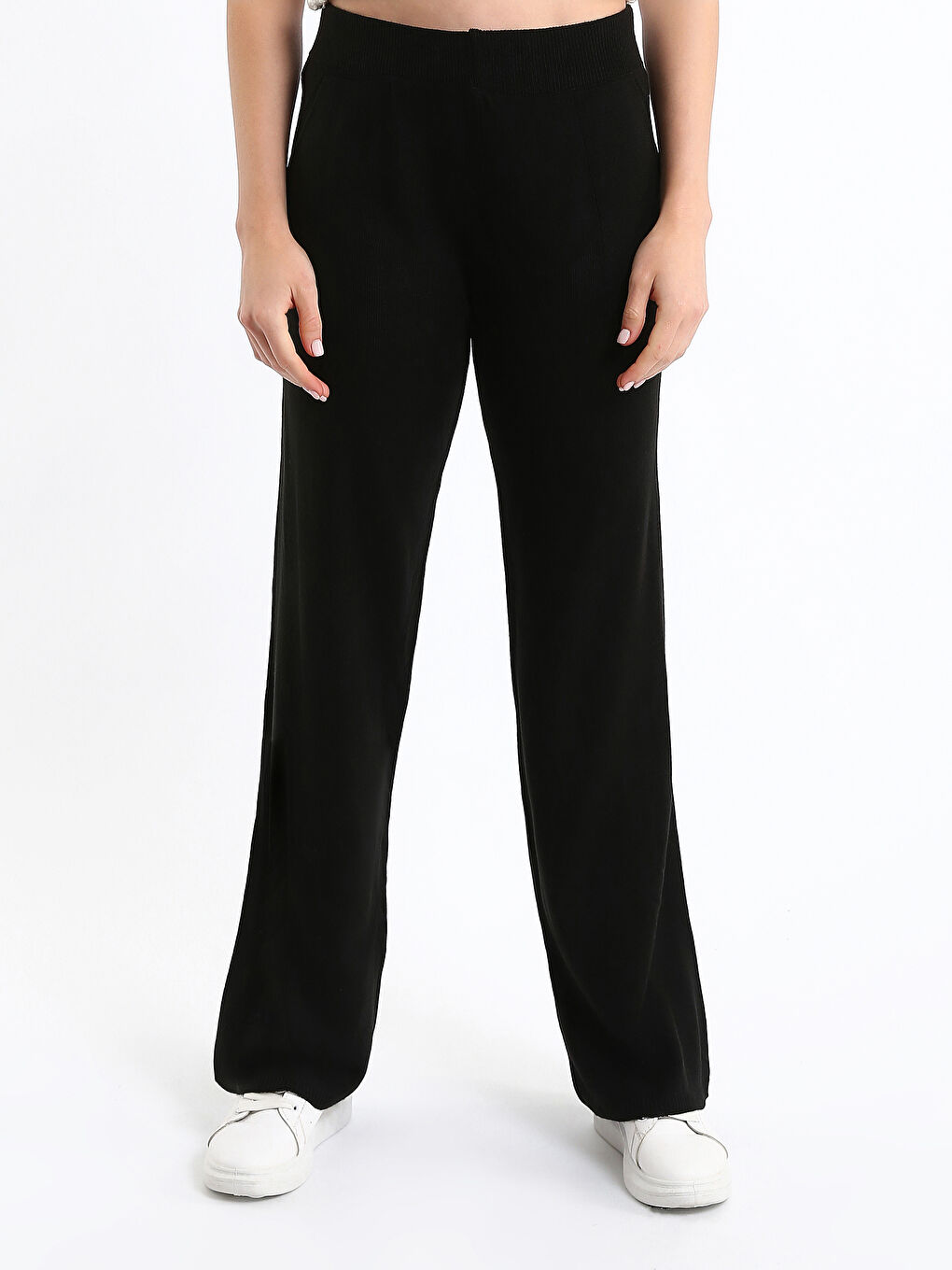 Elasticated Waist Women's Knitwear Trousers-1