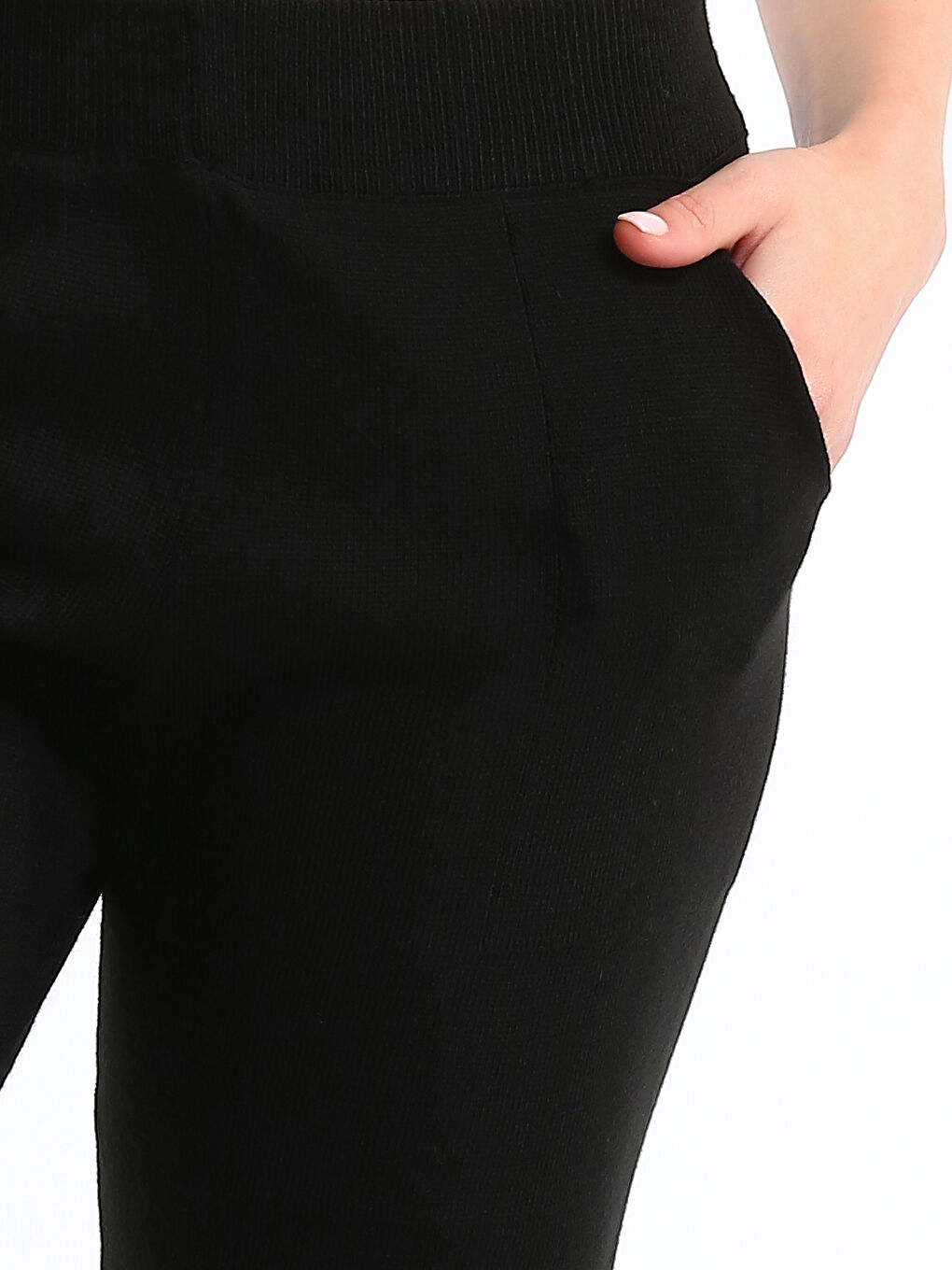 Elasticated Waist Women's Knitwear Trousers-2