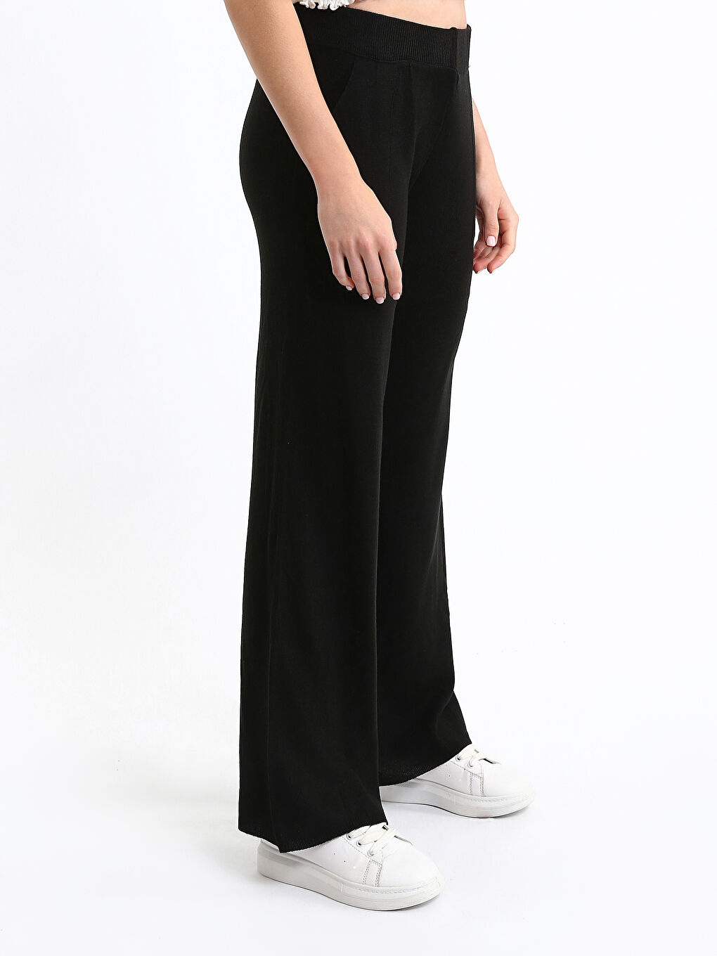 Elasticated Waist Women's Knitwear Trousers-3