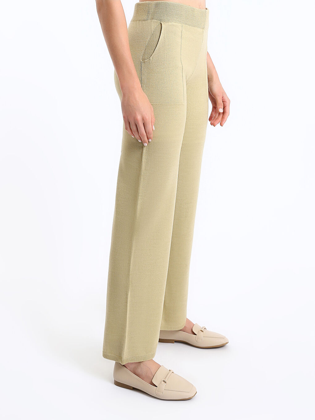 Elasticated Waist Women's Knitwear Trousers-3