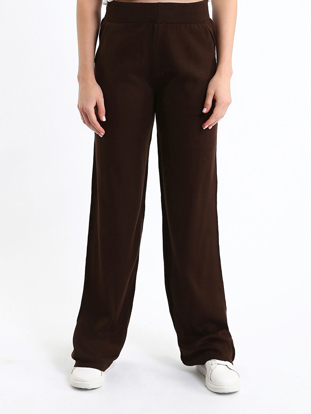 Elasticated Waist Women's Knitwear Trousers-1