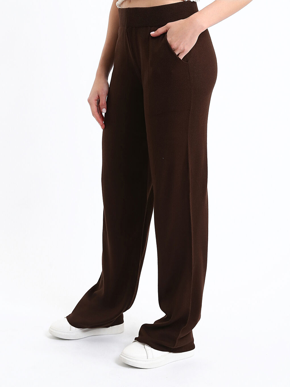 Elasticated Waist Women's Knitwear Trousers-3