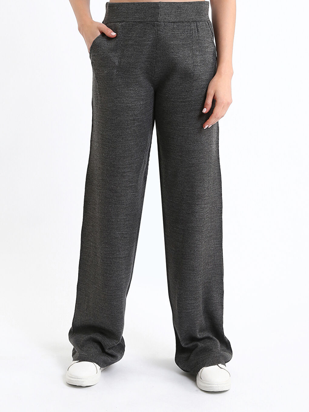 Elasticated Waist Women's Knitwear Trousers-1