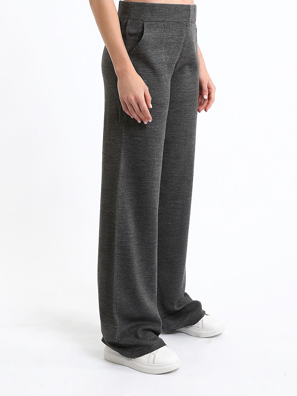 Elasticated Waist Women's Knitwear Trousers-2