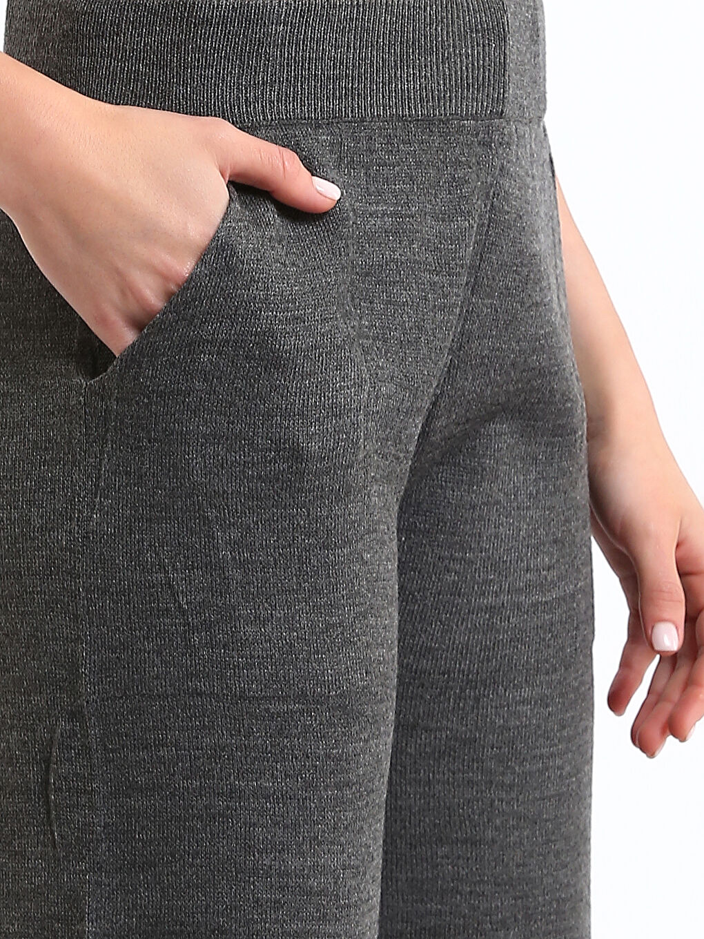 Elasticated Waist Women's Knitwear Trousers-3