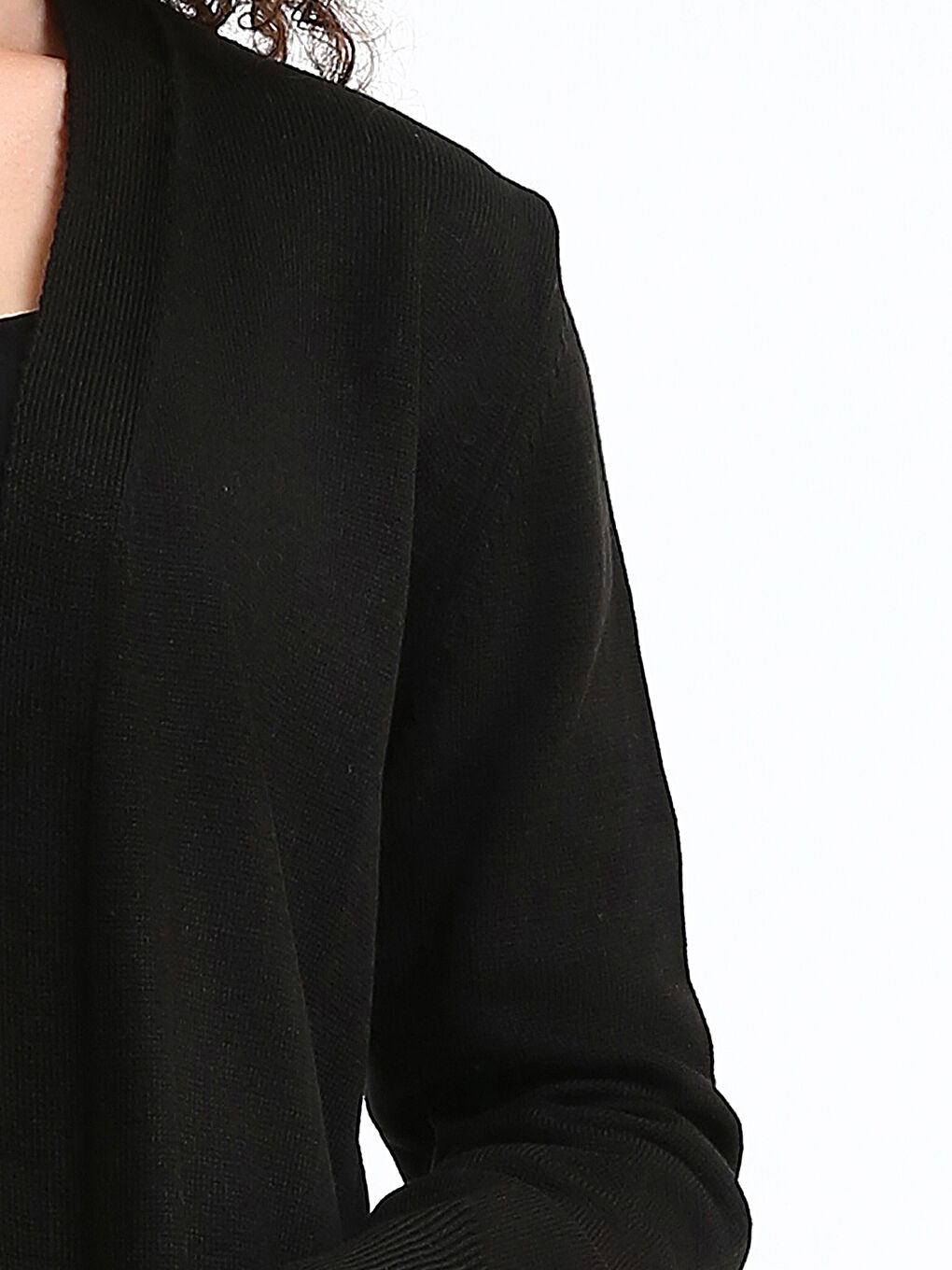 Shawl Collar Plain Long Sleeve Women's Knitwear Cardigan-2