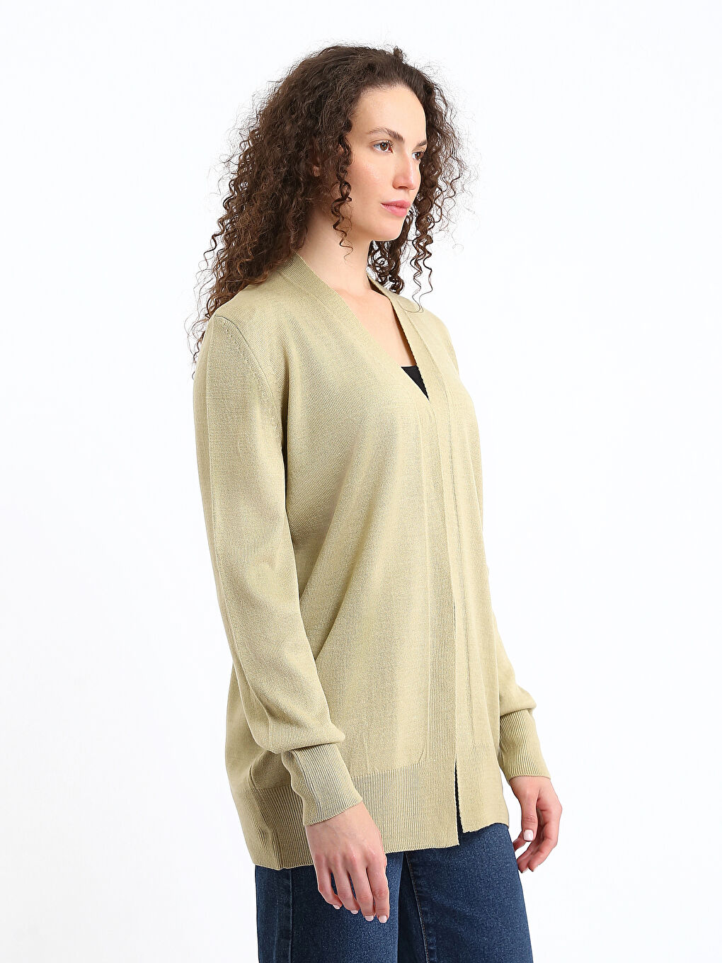 Shawl Collar Plain Long Sleeve Women's Knitwear Cardigan-3