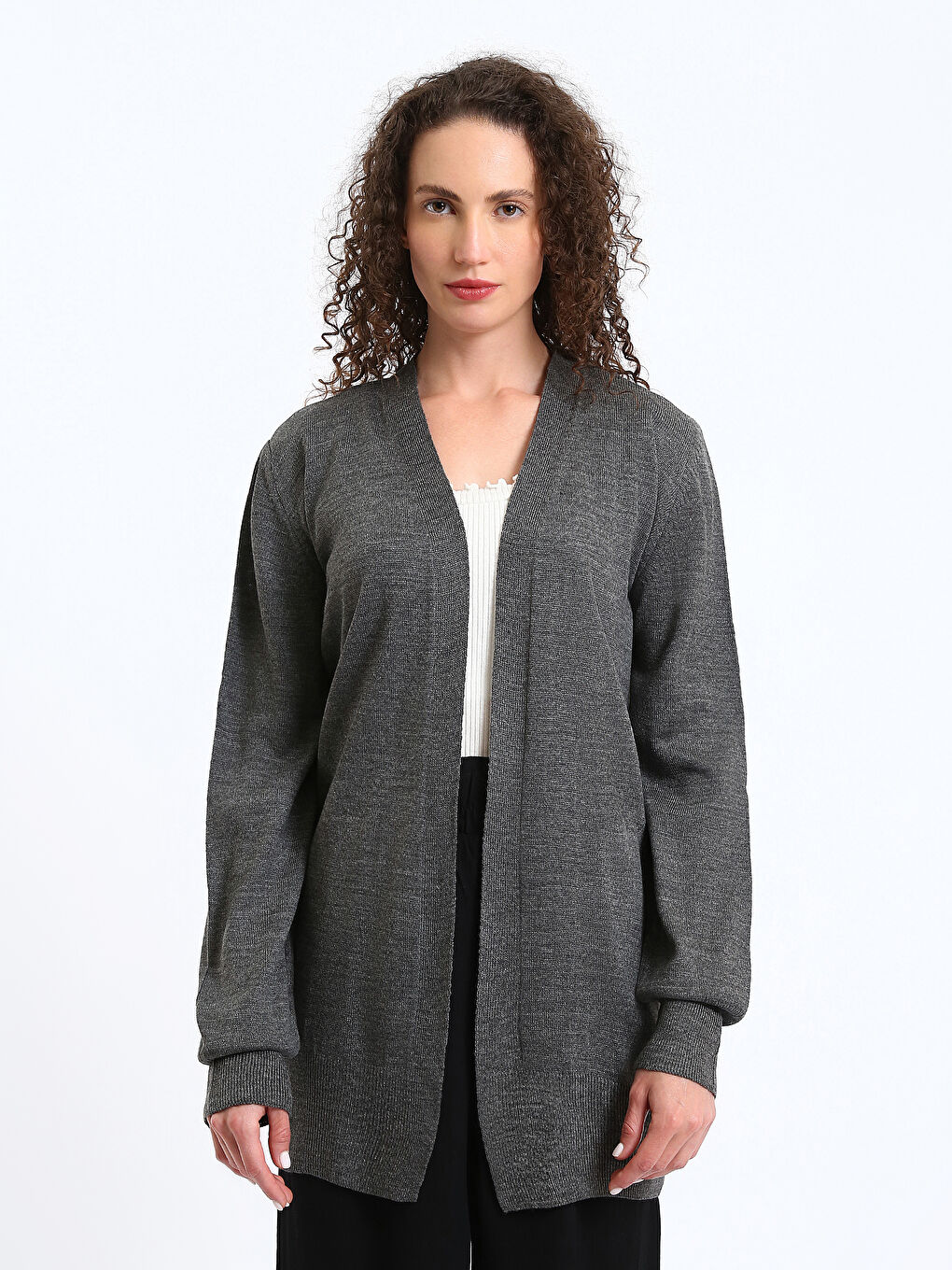 Shawl Collar Plain Long Sleeve Women's Knitwear Cardigan
