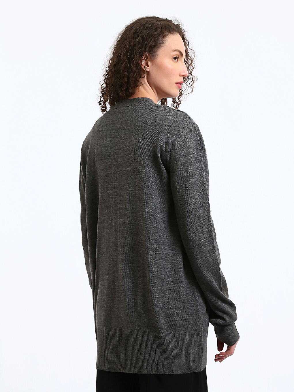 Shawl Collar Plain Long Sleeve Women's Knitwear Cardigan-4