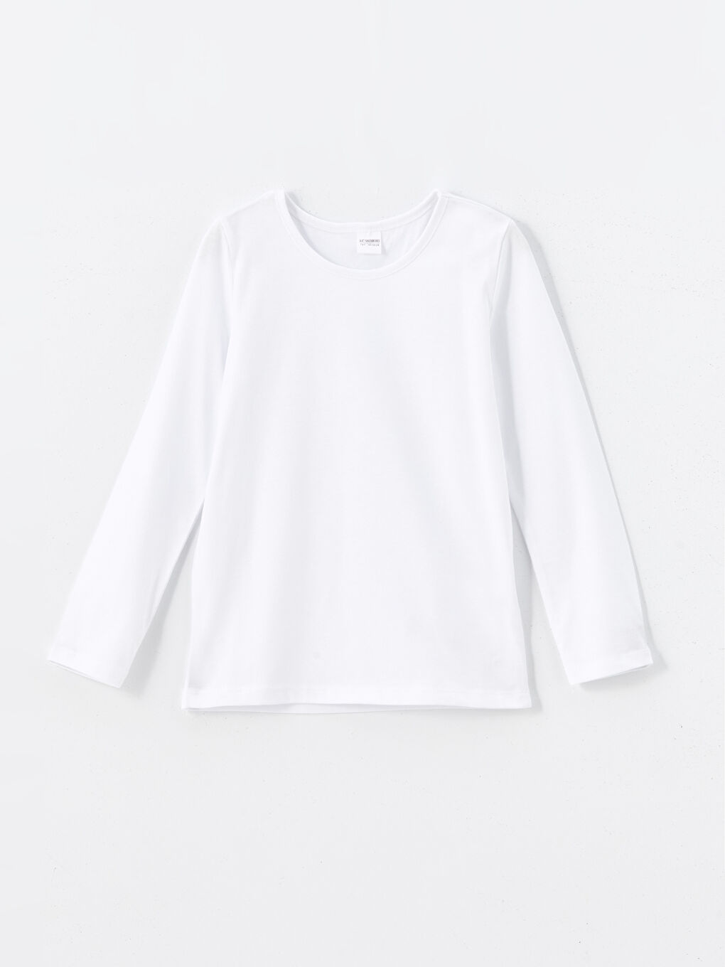 Beyaz Bisiklet Yaka Kız Çocuk Pijama Üst