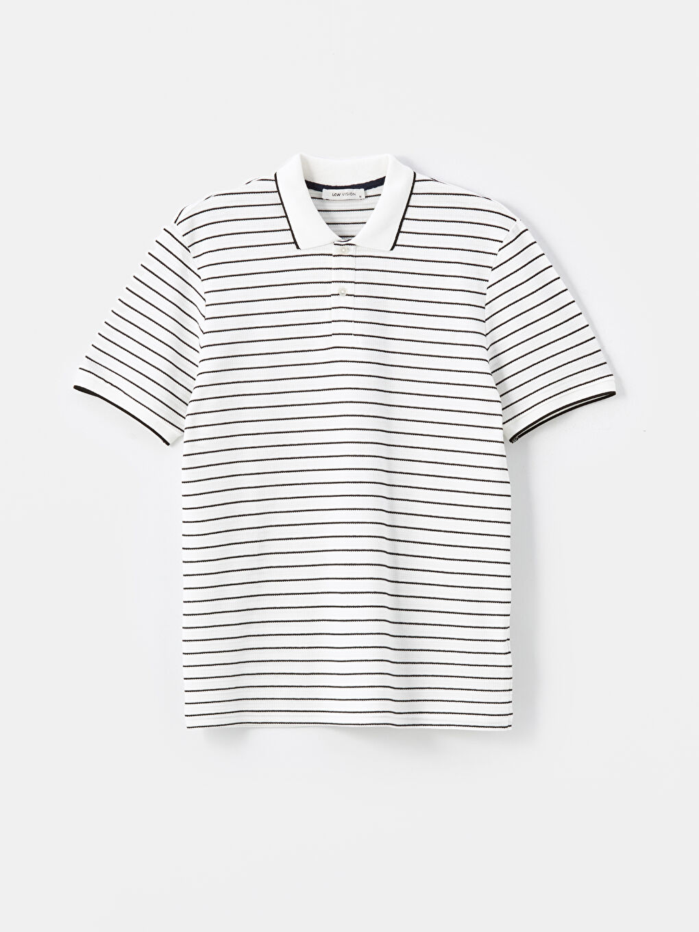 تي شيرت رجالي بياقة بولو وكم قصير مخطط-4