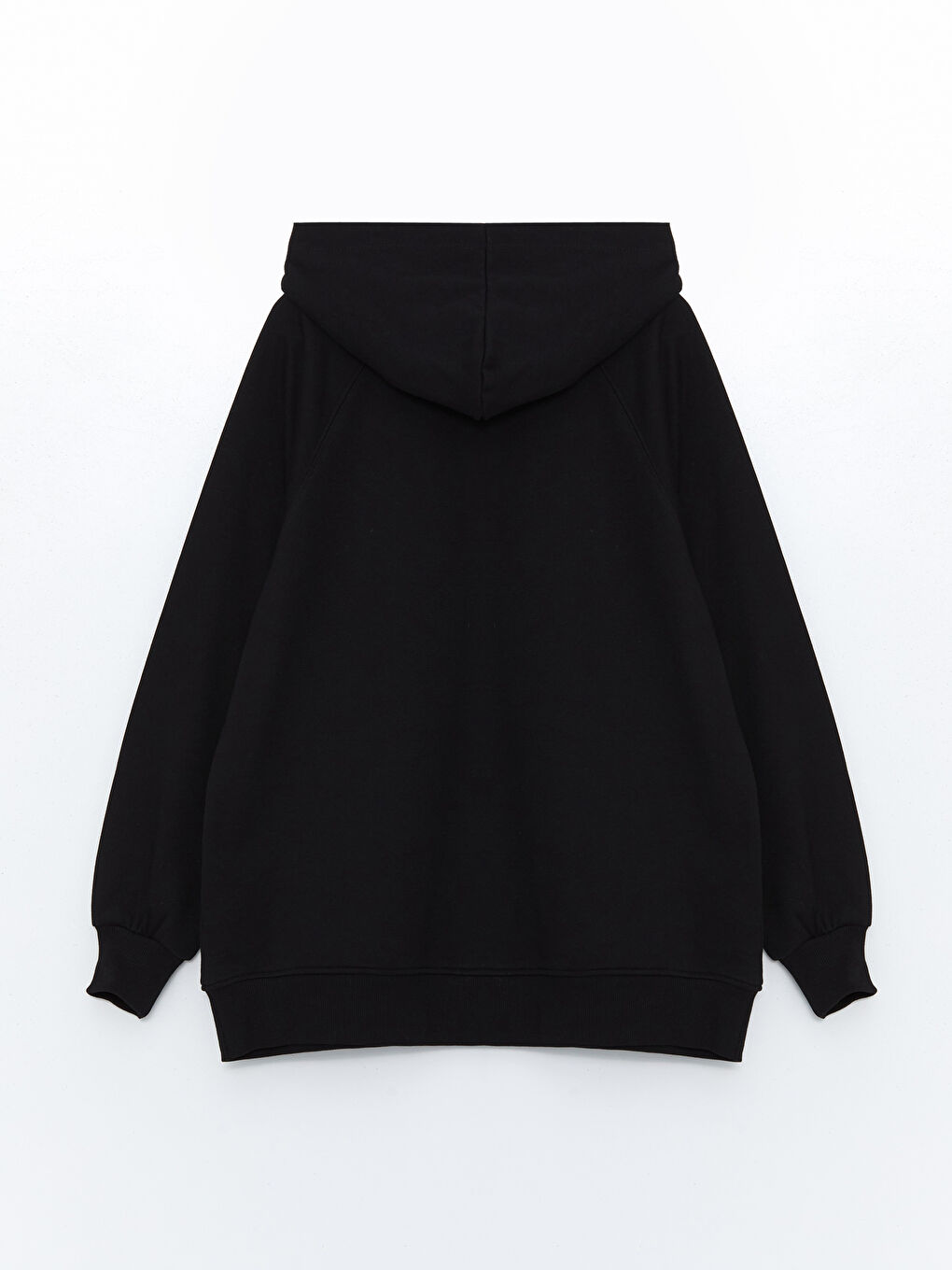 LCW Modest Yeni Siyah Kapüşonlu Nakışlı Oversize Kadın Kalın Sweatshirt Tunik - 5