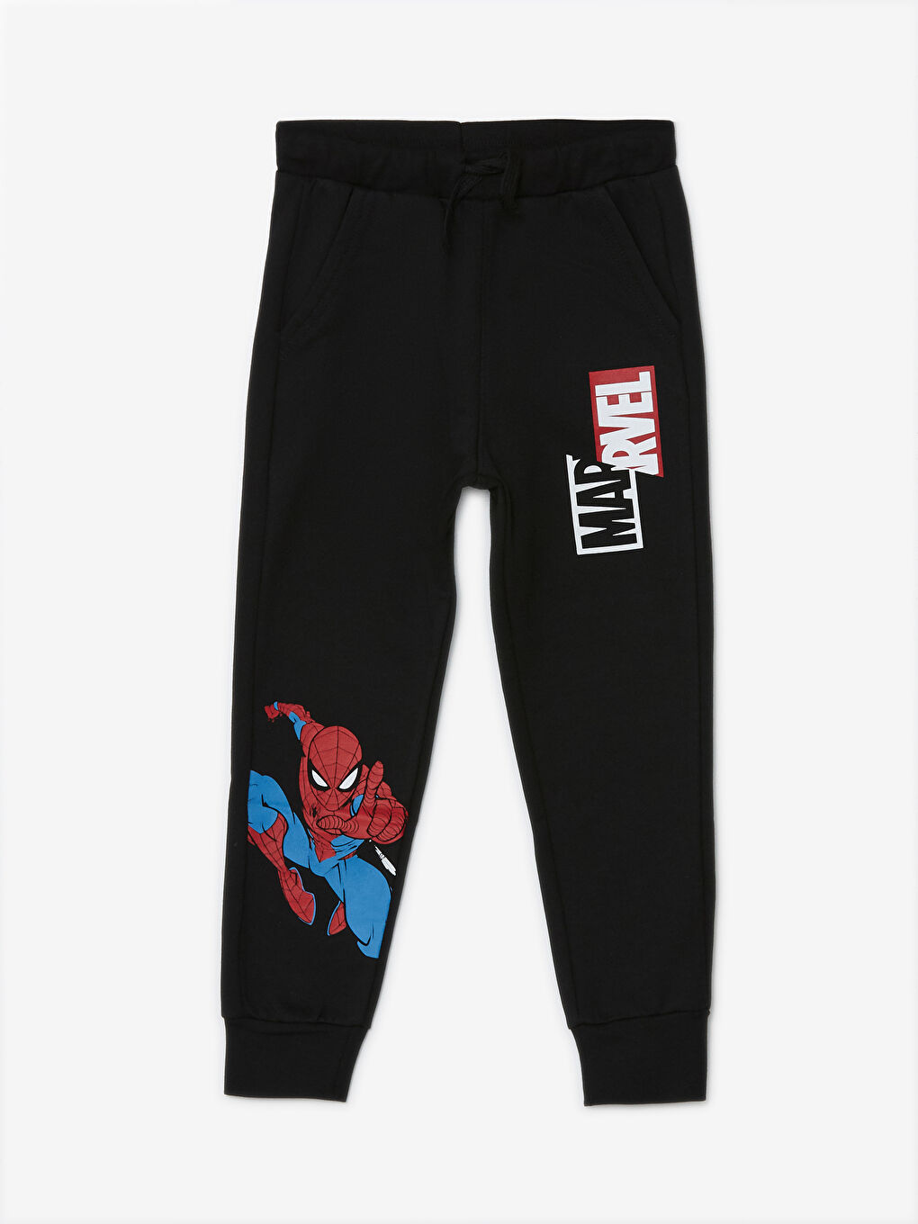 LCW Kids Yeni Siyah Beli Lastikli Spiderman Baskılı Erkek Çocuk Jogger Eşofman Altı