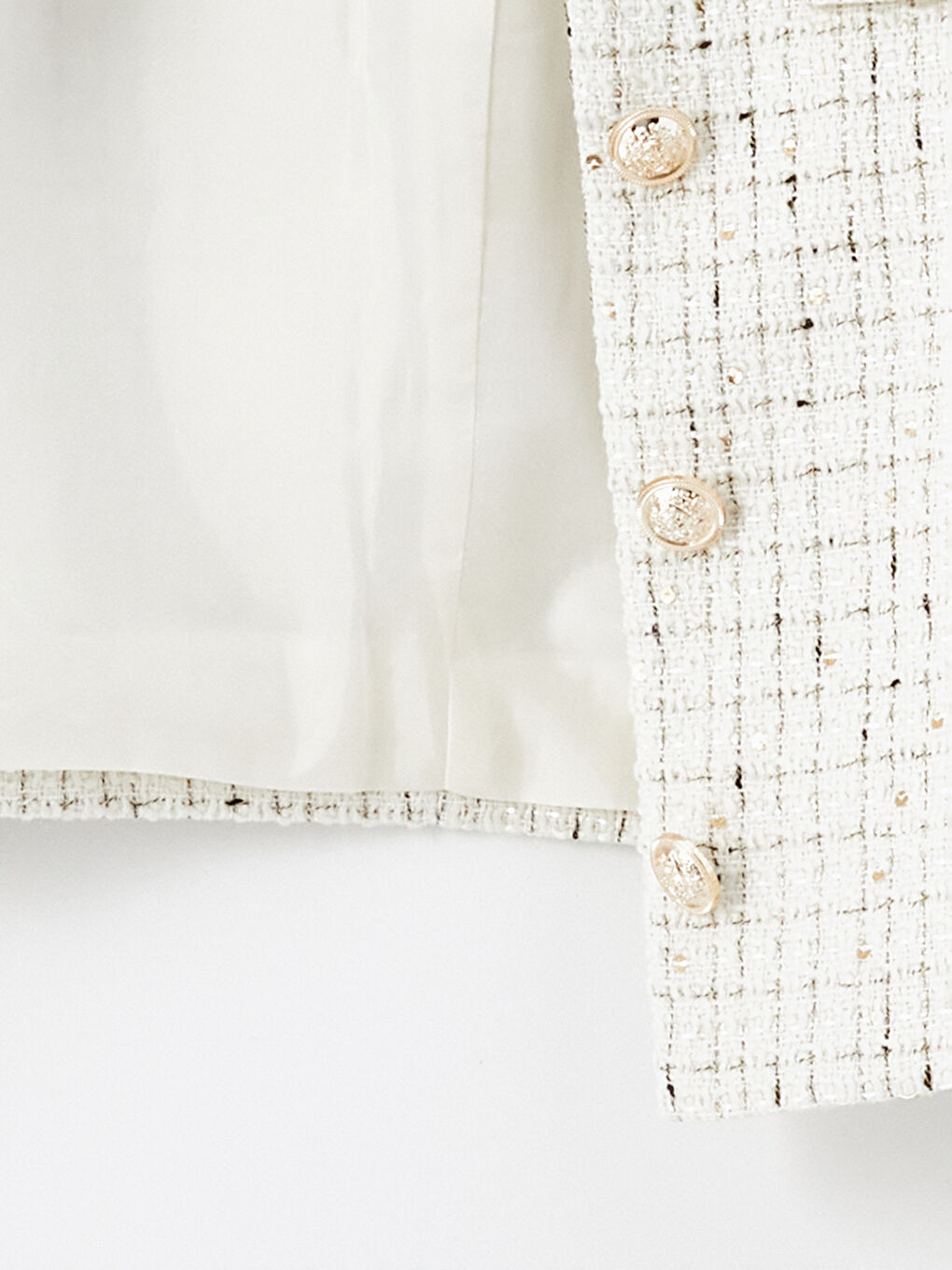 Пиджак из твида в клетку с круглым вырезом для женщин-6