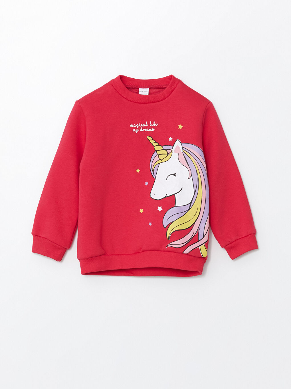 LCW baby Fuşya Bisiklet Yaka Kız Bebek Sweatshirt