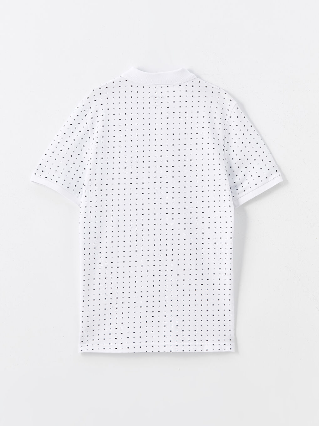 Beyaz Polo Yaka Kısa Kollu Desenli Pike Erkek Tişört-5