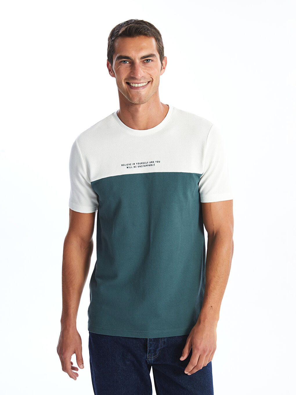 Crew Neck Short Sleeve Color Block Men's T-Shirt