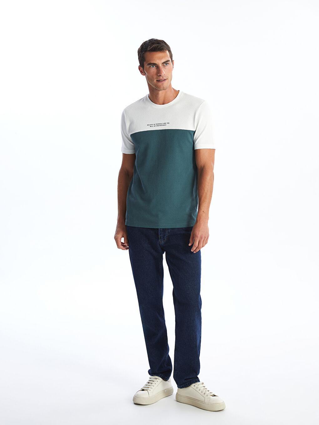 Crew Neck Short Sleeve Color Block Men's T-Shirt-1