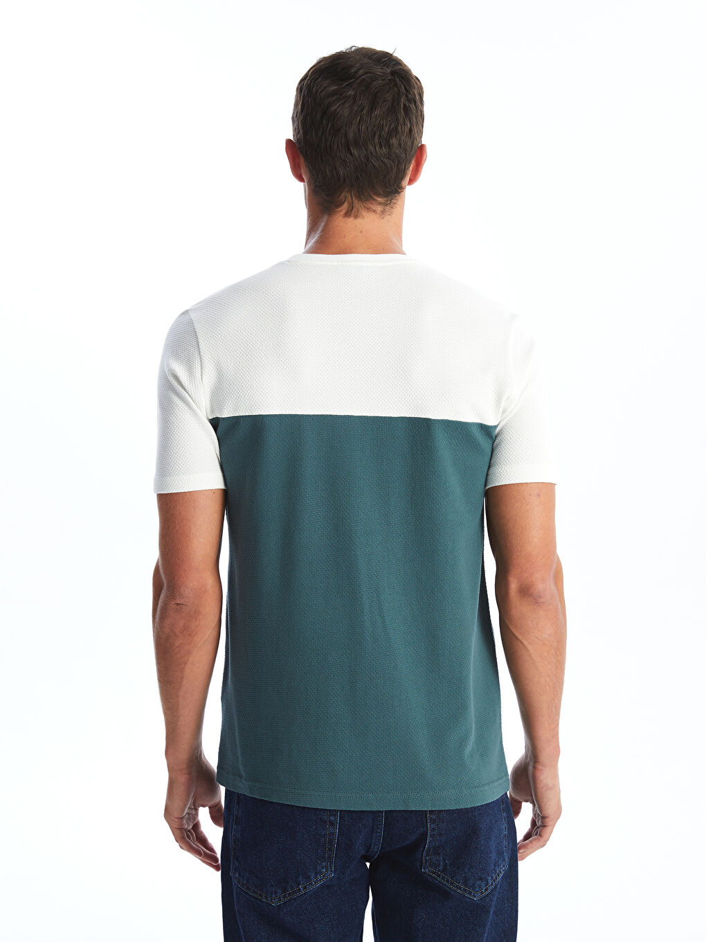 Crew Neck Short Sleeve Color Block Men's T-Shirt-3