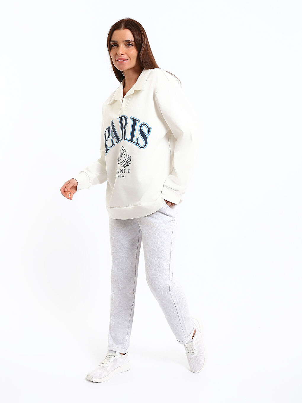 Polo Neck Women's Sweatshirt-1