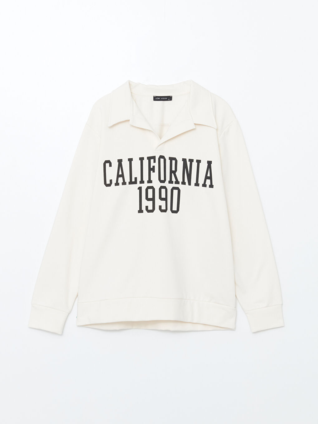 Polo Neck Printed Oversize Women's Thick Sweatshirt-4