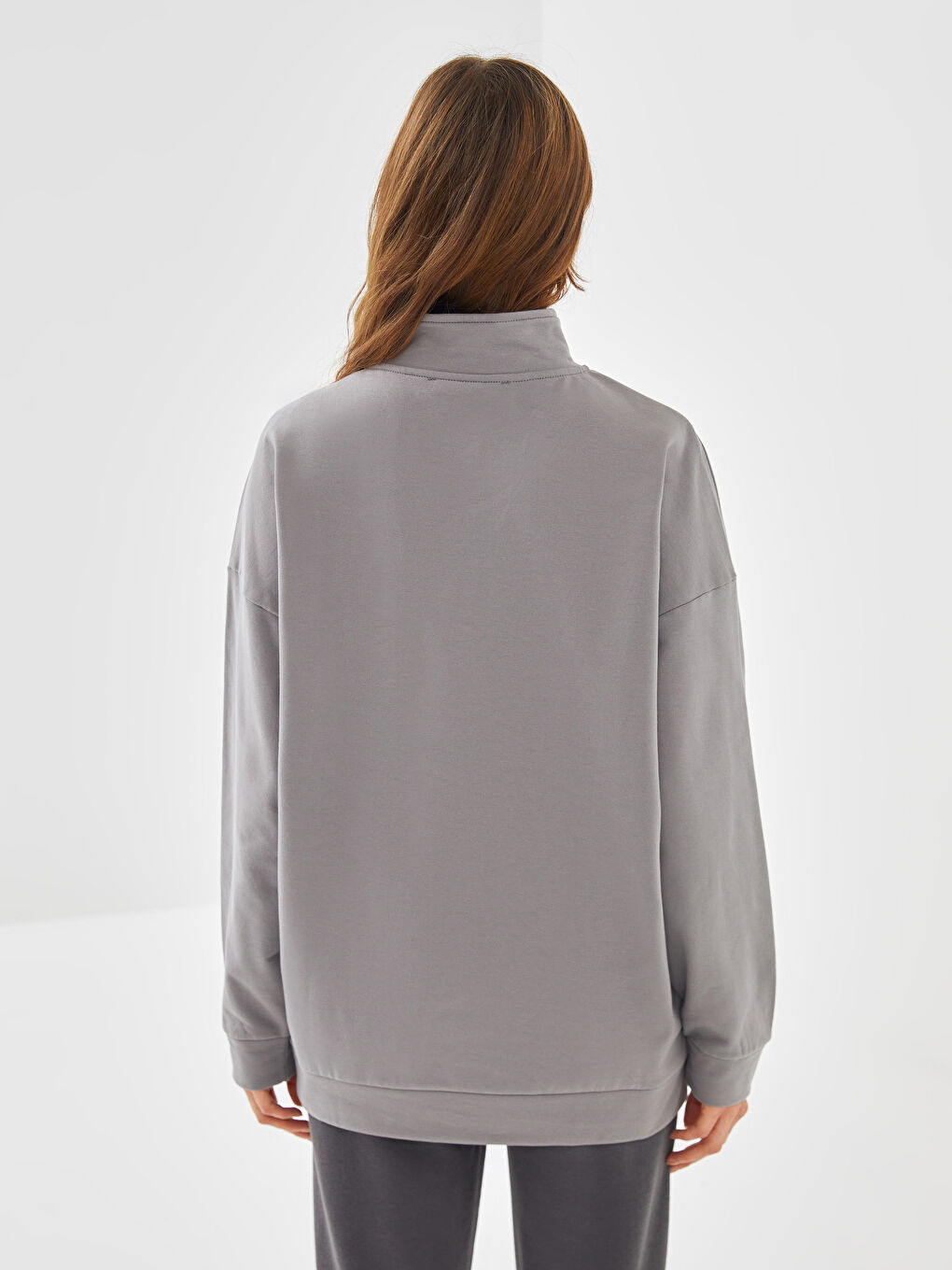 Funnel Neck Printed Oversize Women's Thick Sweatshirt-3