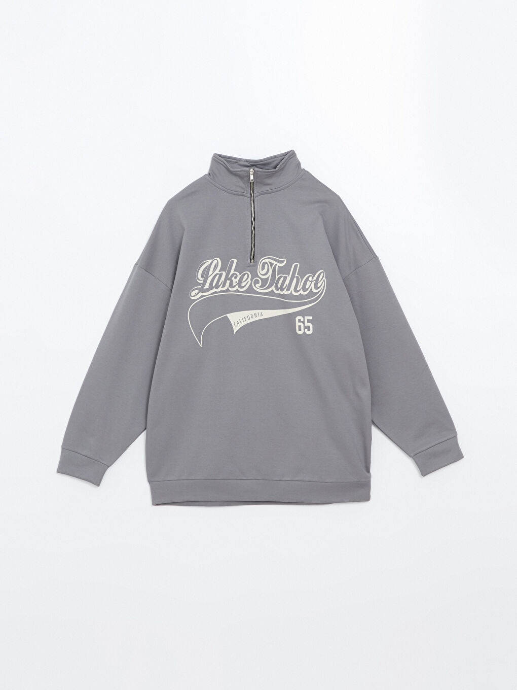 Funnel Neck Printed Oversize Women's Thick Sweatshirt-4