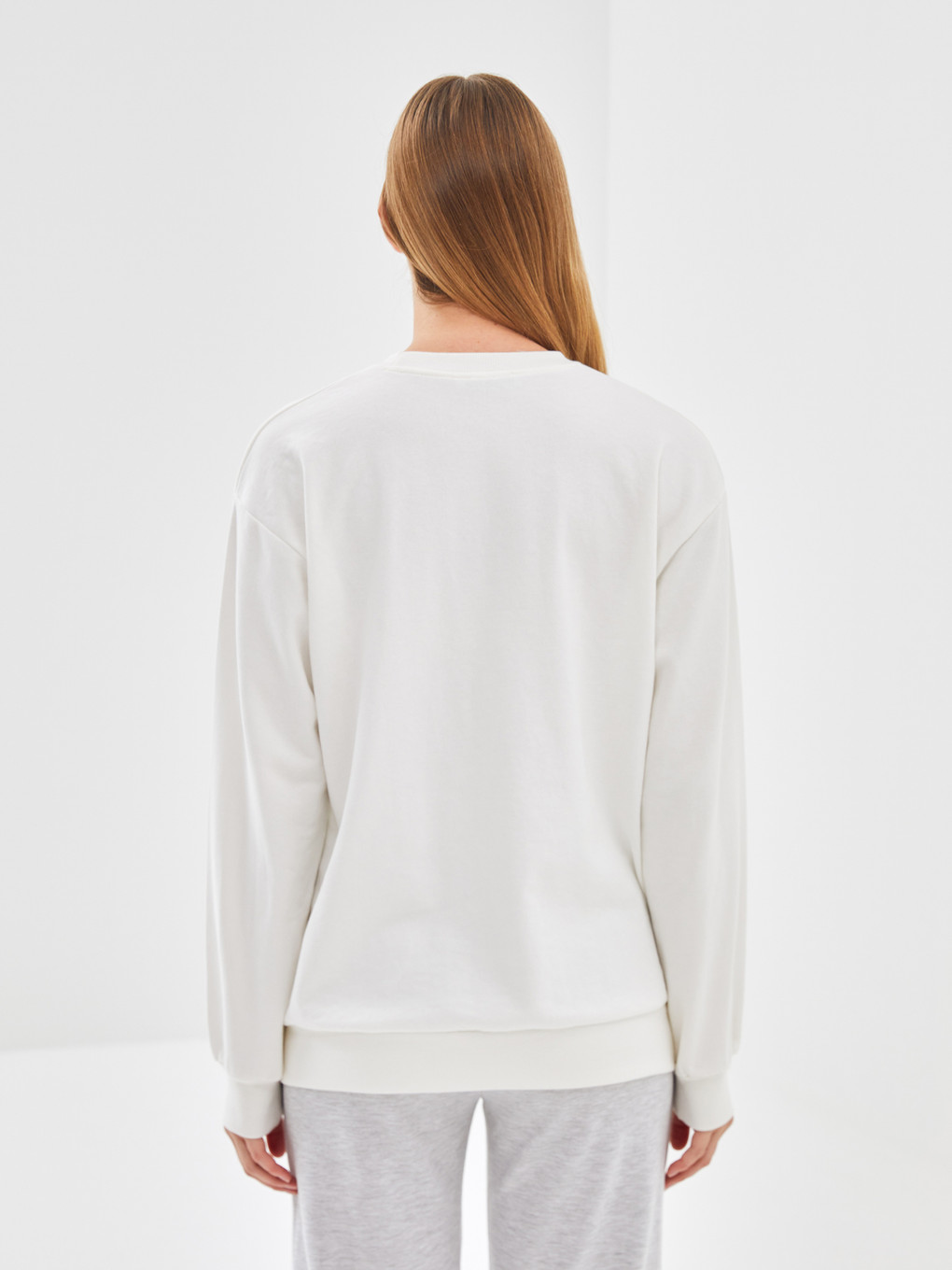 Crew Neck Printed Long Sleeve Women's Sweatshirt-3