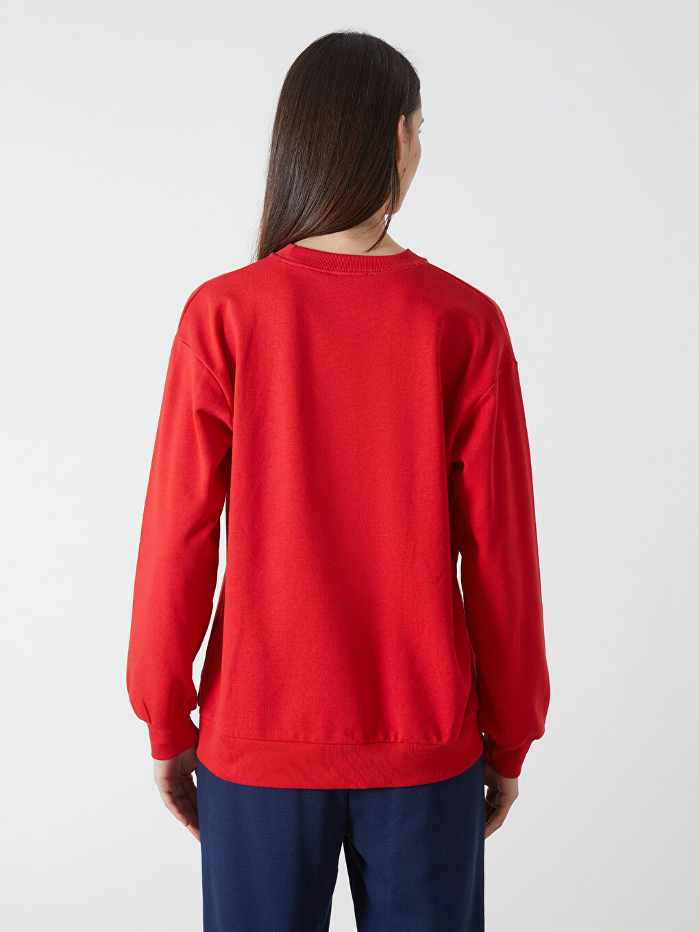 Crew Neck Printed Long Sleeve Women's Sweatshirt-3