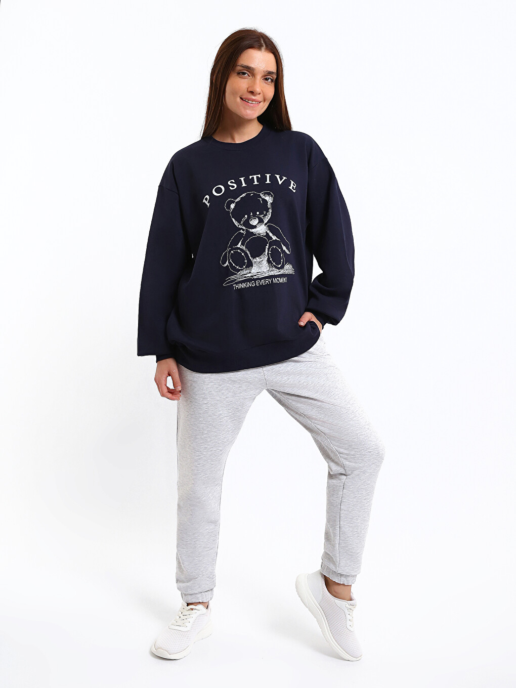 Crew Neck Printed Long Sleeve Women's Sweatshirt-1