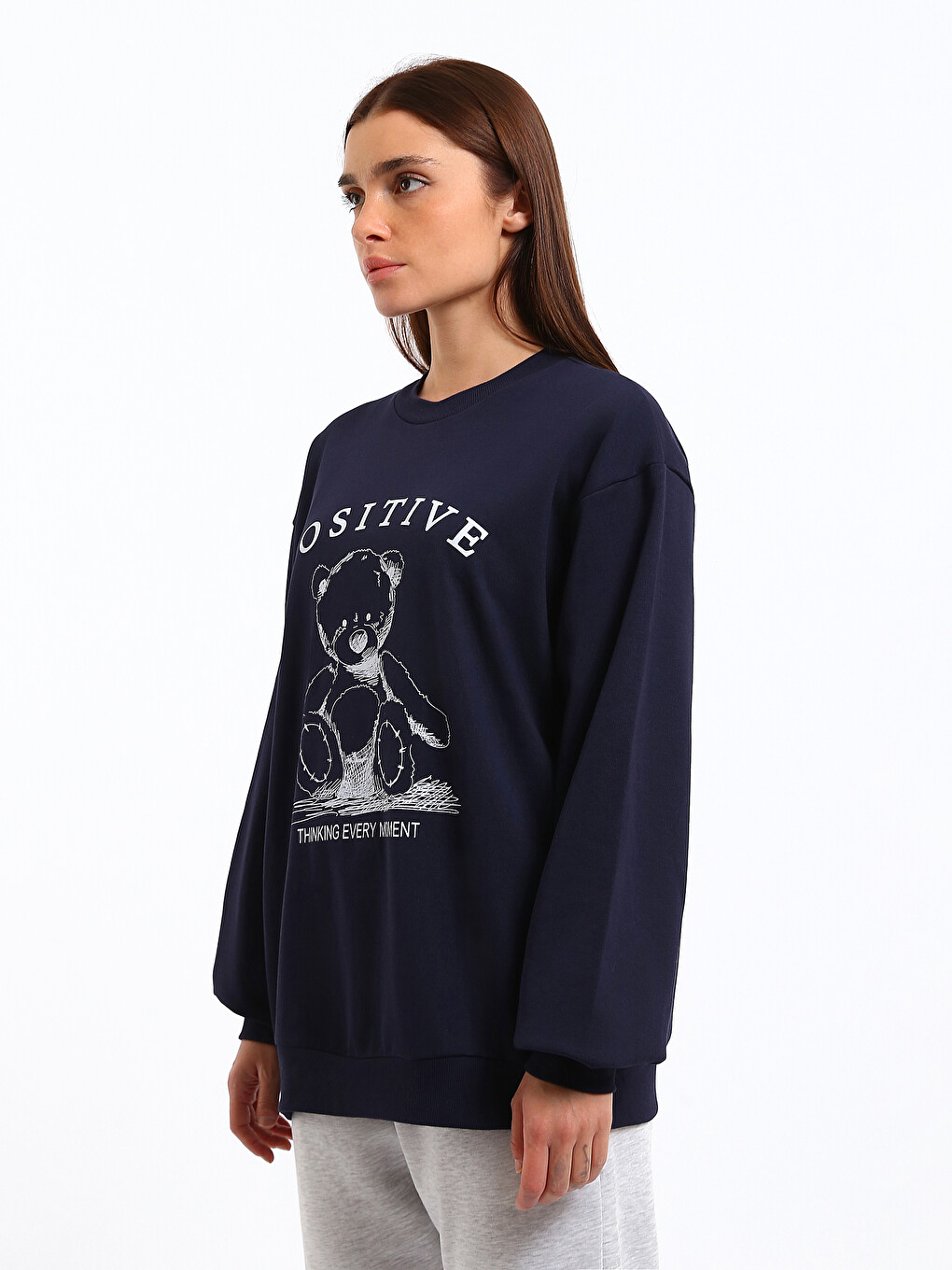 Crew Neck Printed Long Sleeve Women's Sweatshirt-3