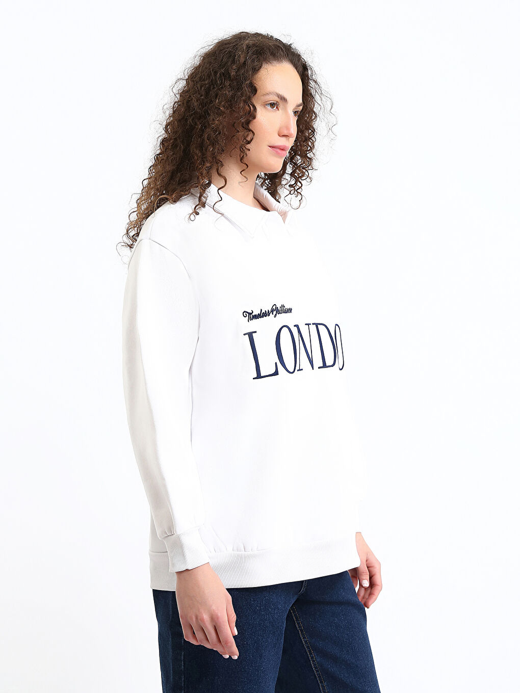 Polo Neck Women's Sweatshirt-3