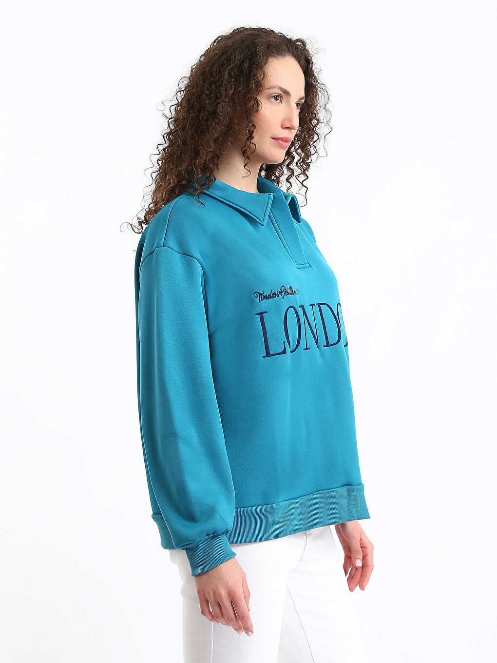 Polo Neck Women's Sweatshirt-3