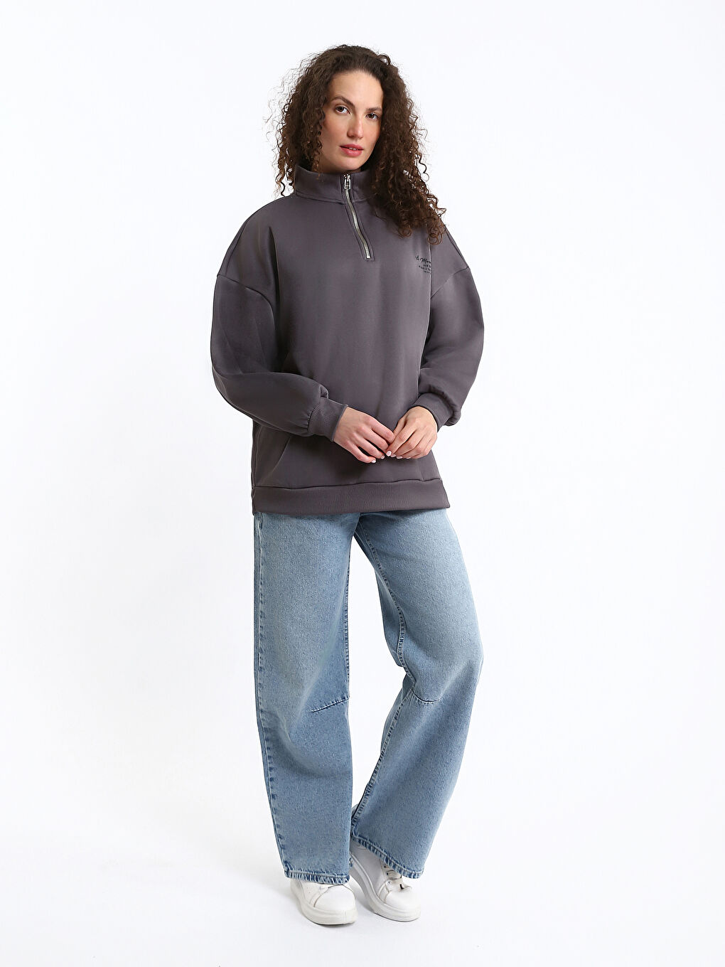 Funnel Neck Women's Sweatshirt-1