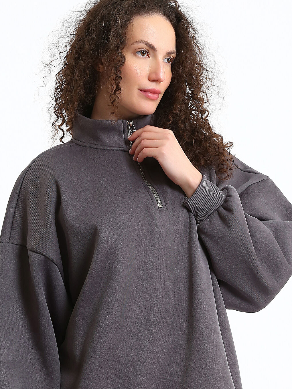 Funnel Neck Women's Sweatshirt-2