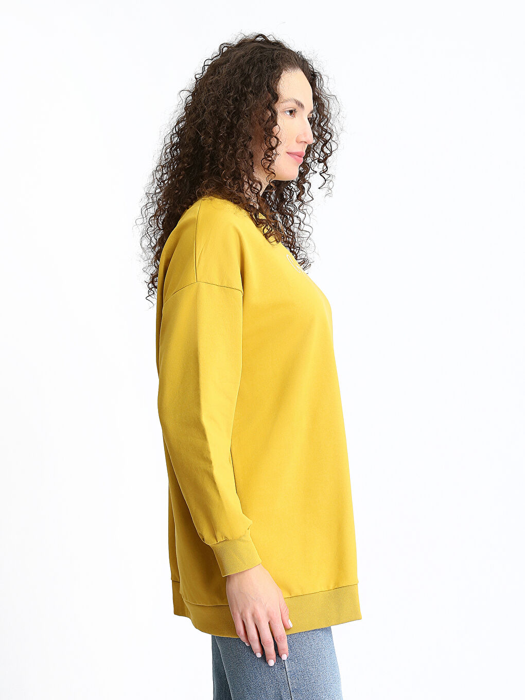 Tunique Sweat-Shirt pour Femmes Imprimée Col Rond Surdimensionnée-3