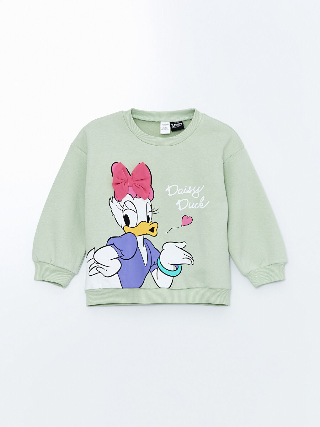 LCW Kids Açık Yeşil Bisiklet Yaka Daisy Duck Baskılı Kız Bebek Sweatshirt