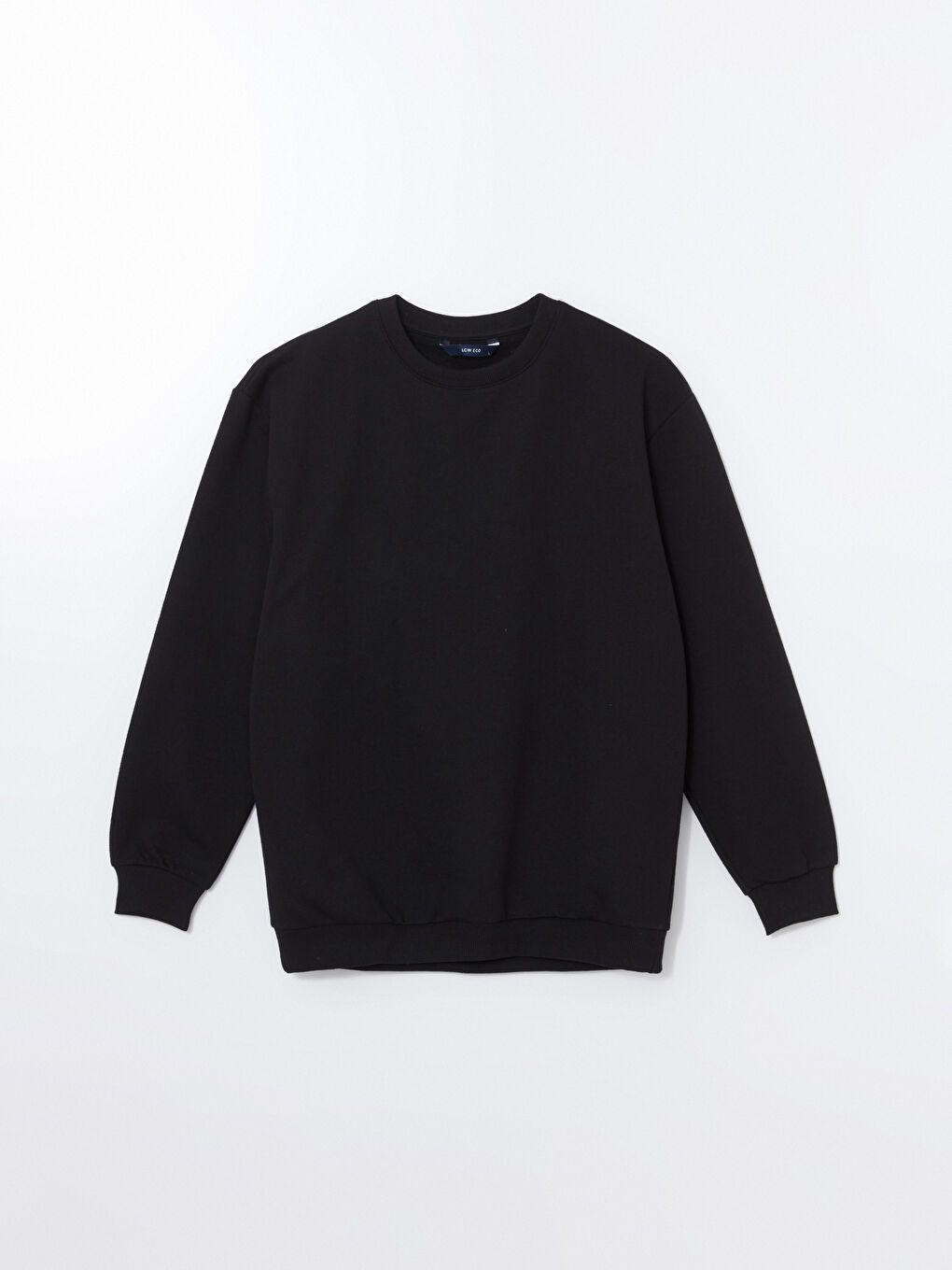 Siyah Bisiklet Yaka Uzun Kollu Erkek Sweatshirt-4