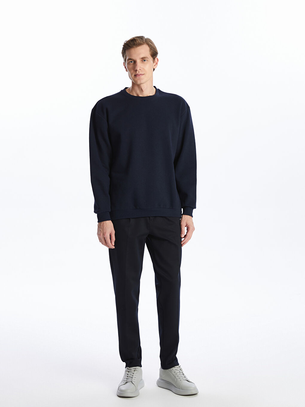 Lacivert Bisiklet Yaka Uzun Kollu Erkek Sweatshirt-1