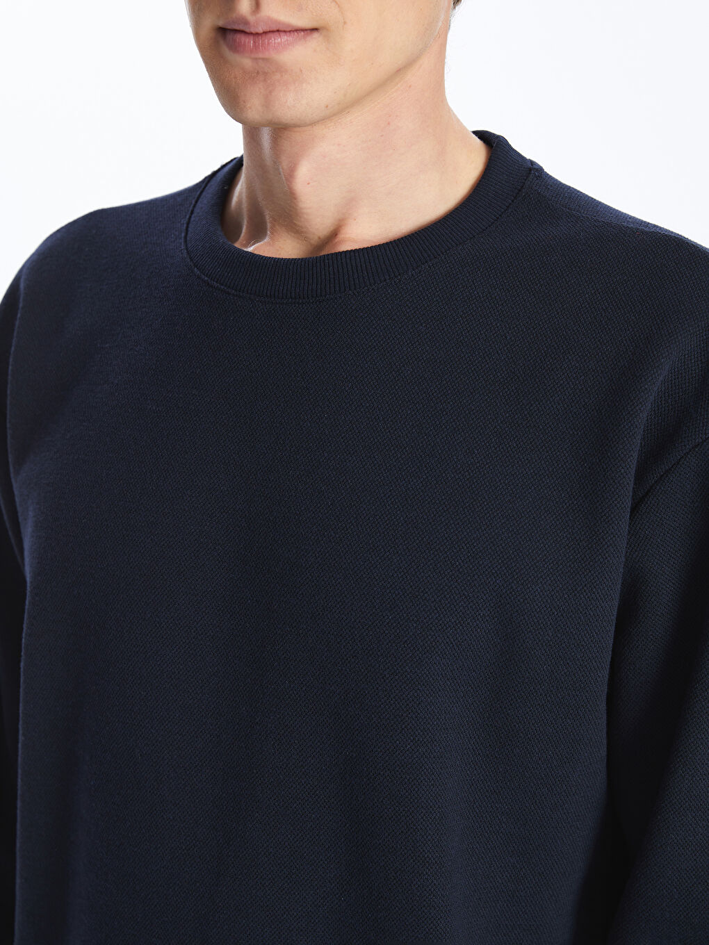 Lacivert Bisiklet Yaka Uzun Kollu Erkek Sweatshirt-2