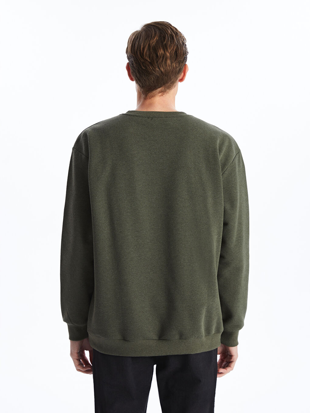 LCW ECO Haki Bisiklet Yaka Uzun Kollu Erkek Sweatshirt - 3