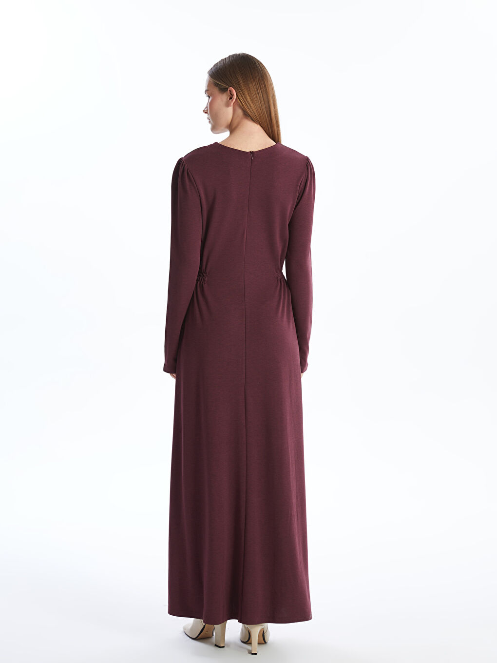 LCW Modest Bordo Bisiklet Yaka Kadın Elbise - 3