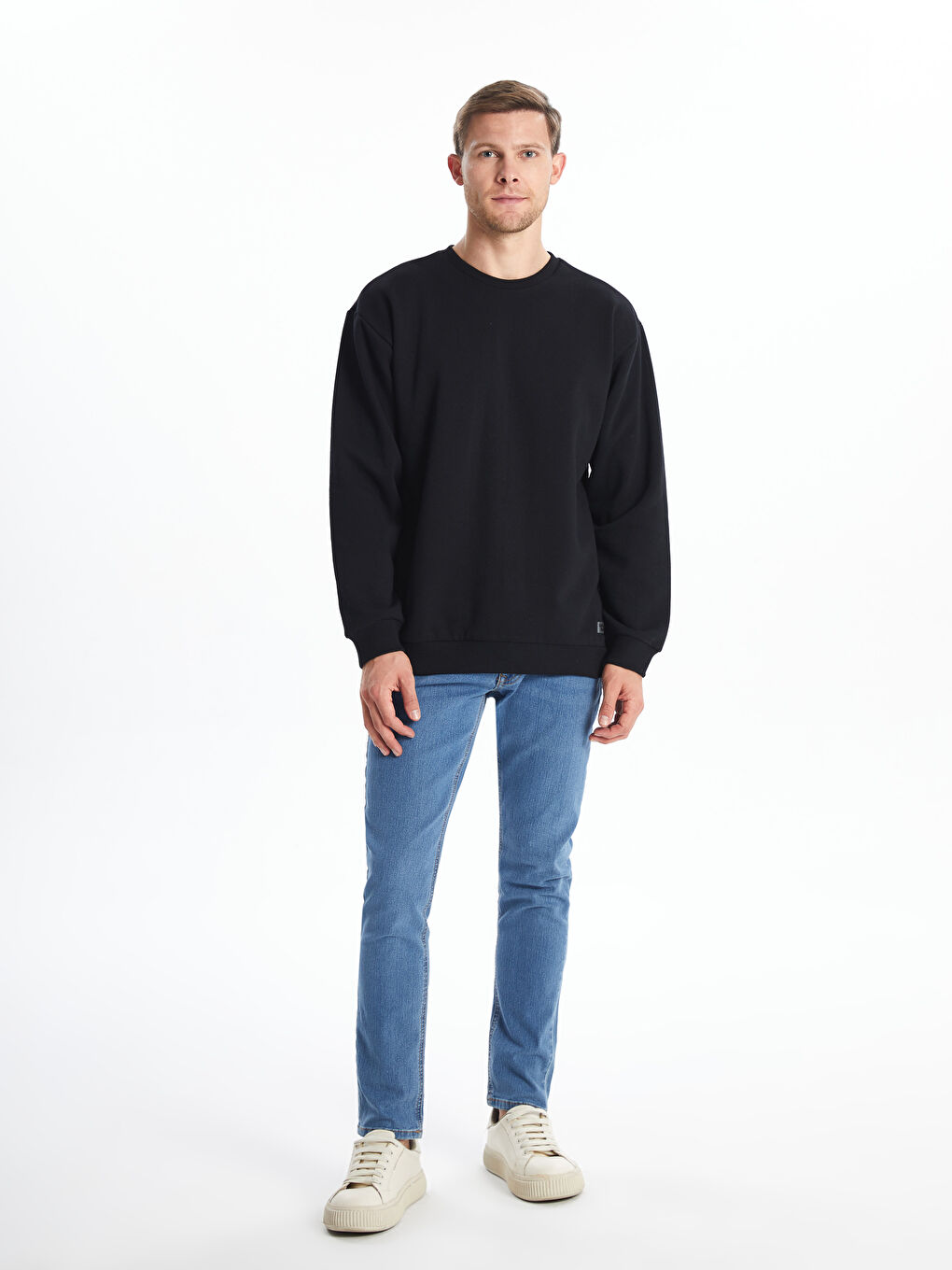 LCW ECO Yeni Siyah Bisiklet Yaka Uzun Kollu Erkek Sweatshirt - 1