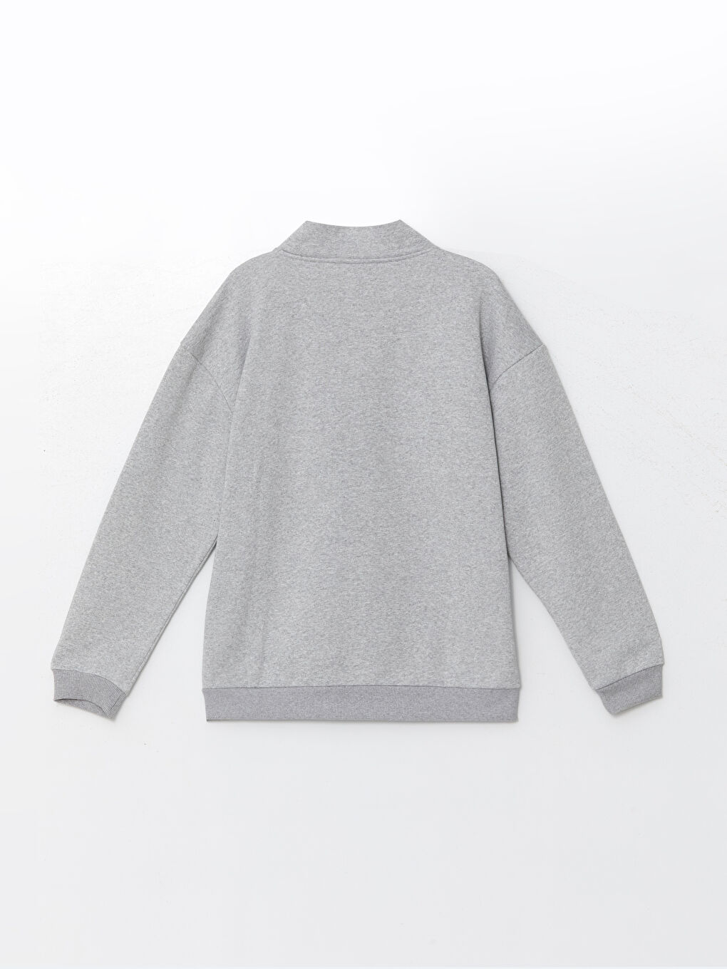 LCW ECO Açık Gri Melanj Dik Yaka Uzun Kollu Erkek Sweatshirt - 5