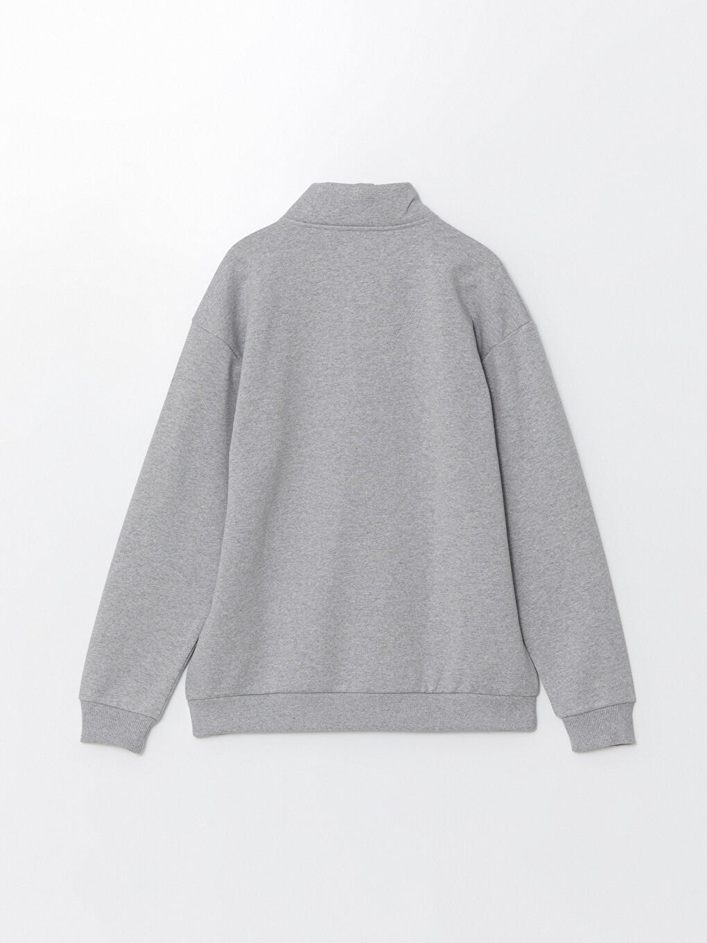 LCW ECO Açık Gri Melanj Dik Yaka Uzun Kollu Erkek Sweatshirt - 6