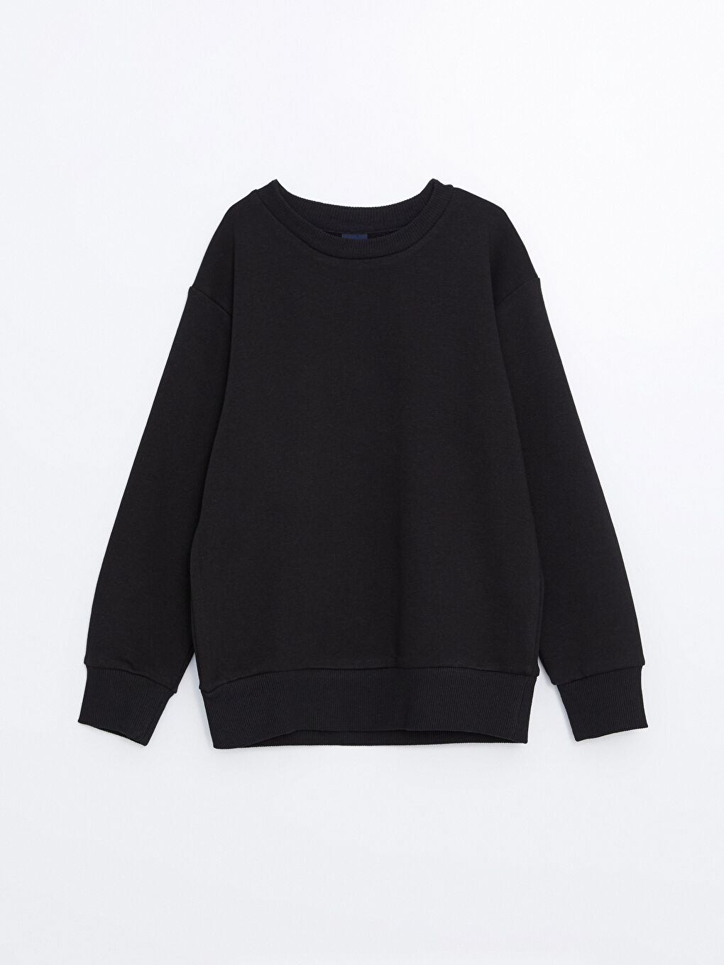 LCW ECO Yeni Siyah Bisiklet Yaka Basic Erkek Çocuk Sweatshirt